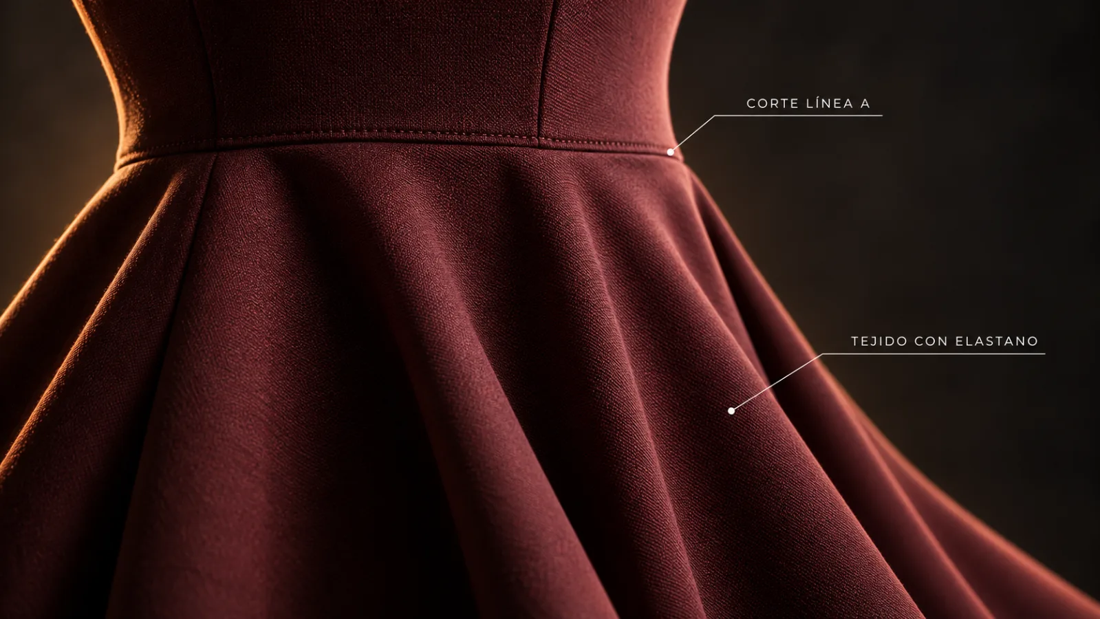 Corte línea A y tejido con elastano de vestido tallas grandes