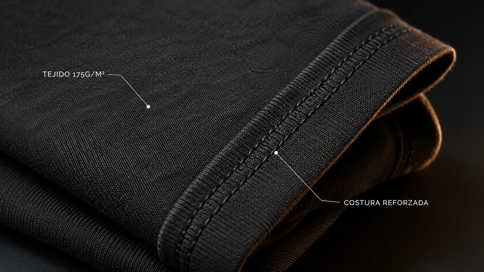 Tejido 175g/m² y costura reforzada de camiseta
